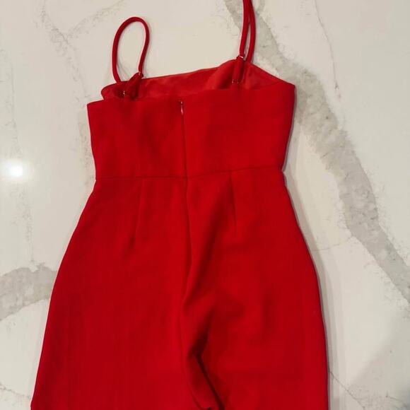 BCBGeneration Strappy Wide Leg Jumpsuit Red Women's 4 Pockets Adjustable Straps - Picture 8 of 10